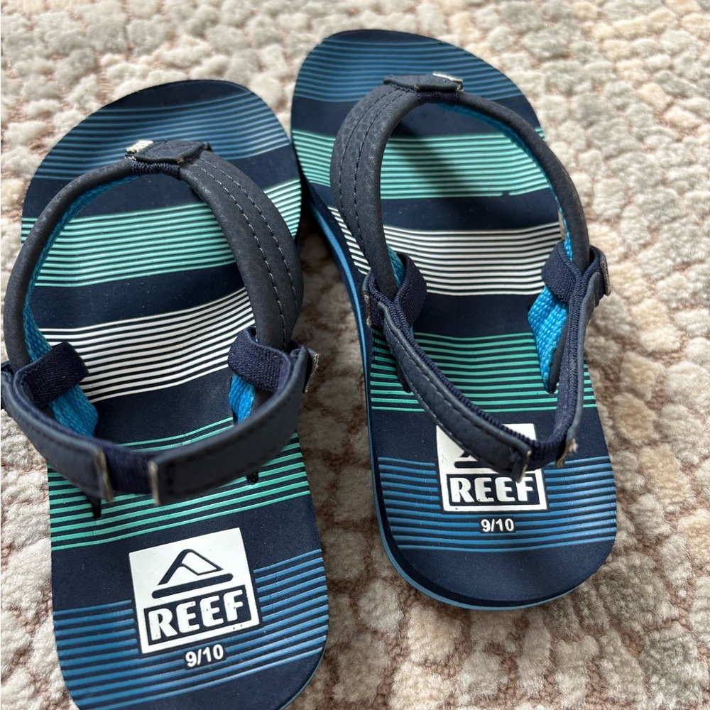 Reef Kids Navy and Teal Striped Sandals